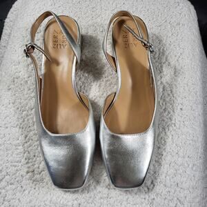 Naturalizer Metallic Silver Slingback Sandals - 11W